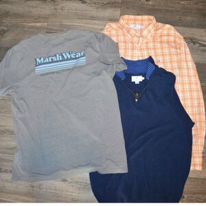Southern Tide & Marsh Wear Sweater Vest Button Down & T-Shirt Lot of 3 XL & L